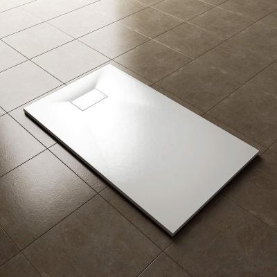 China Modern Shower Base Custom End Drain Resin Shower Pan Anti Slip Bathroom Rectangle SMC Slate Shower Tray for sale