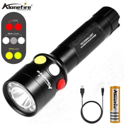 China ALONEFIRE RX2 XPE Q5 LED Rail Tactical Flashlight Rail Yellow Green Red Signal Light Outdoor Camping Hunting Work Torch Lamp for sale