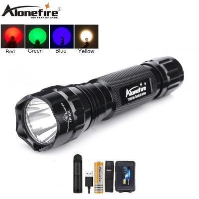 China Tactical Alonefire 501B Flashlight Green Emergency/Red/Blue/Yellow LED Fishing Light Camping Hunting Torch Rechargeable 18650 Battery for sale