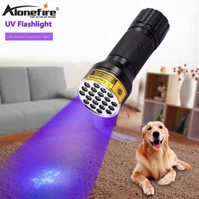 China ALONEFIRE 21led 395nm Mini Led Flashlight Lamp Travel Security Cat Dog Pet Urine Silver Scorpion Detection Light DCA Industrial UV Cell for sale