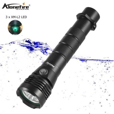 China Alonefire DV44 XM-L2 LED 30W LED Flashlight 200m Travel Powerful Outdoor Fishing Light Dive Torch Underwater Camping Floodlight for sale