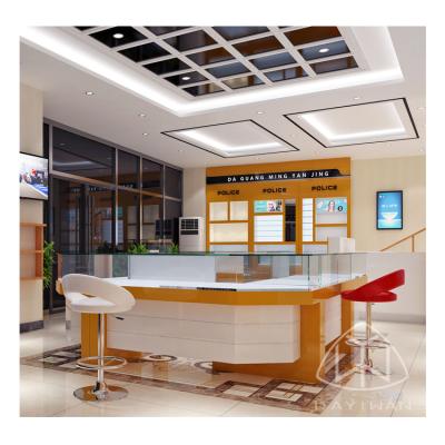 China Customized Interior Design Fashion Store Eyewear Shop Showcase Optical Cabinet Design Optical Store for sale