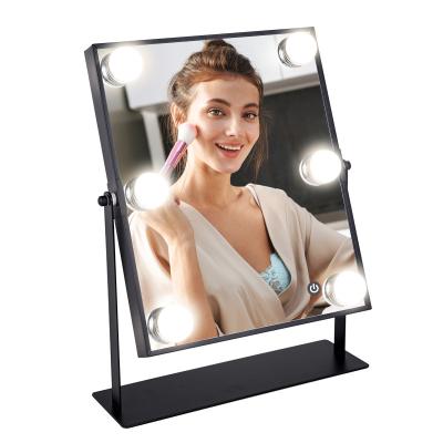 China Smart Lighted Bulbs Dresser Dimmer LED Hollywood Style Vanity Mirror Cosmetic Compact Mirror Touch Lighted With Led Light GMH1505 for sale