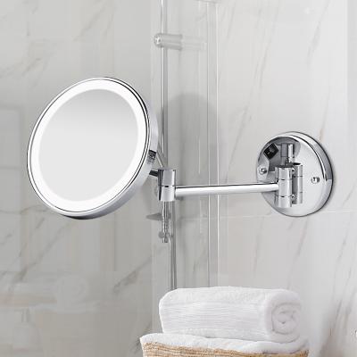 China Greenfrom Hotel Bathroom Hot Sale Vanity Wall Lighted Round Folding Make Up Mirror Wall With Led Lights Gmr830 for sale