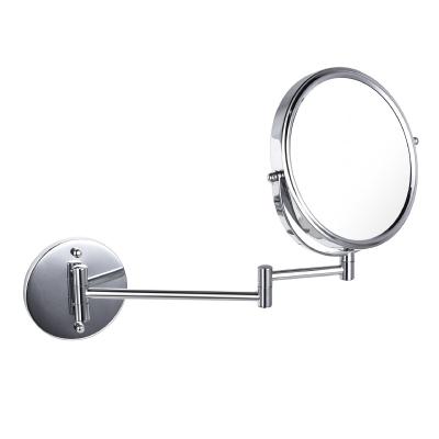 China Magnifying Two Sides 8x Wall Mounted Extendable Magnifying Chrome Round Hotel Porcelain Bathroom Decorative Mirror GMJ833 for sale