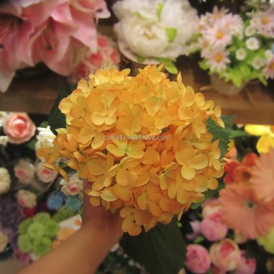 China Yellow Artificial Silk Hydrangea Flower Small Petals Artificial Silk Hydrangea Yellow Interesting Petals Flower Small for sale