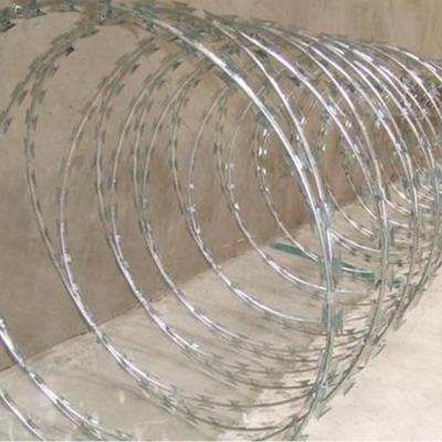 China Protection Fence Single Razor Type And Iron Wire Material Barbed Wire / CBT60 Galvanized Razor Barbed Wire Price Per Roll for sale