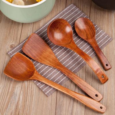 China EGRAND Sustainable Household Nonstick Cookware with Wooden Kitchenware Set, Rice Spoon, Long Handle Wooden Spatula with Hanging Hole for sale