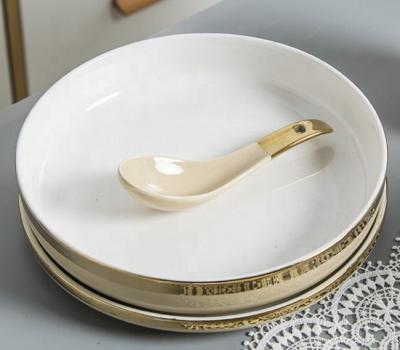 China Viable EGRAND Spoon Factory Price Chinese Style Custom Ramen Soup Ceramic Spoon for sale