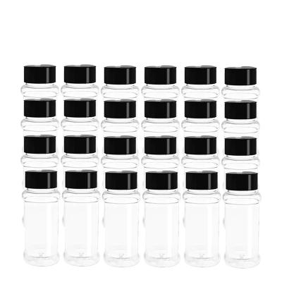 China Viable Product Sensitive Appearance Flip Black Lid Top 100Ml 150 And 200Ml Plastic Jars For Spices for sale