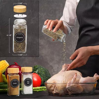 China Sustainable Kitchen Organization Quality Spice Salt Condiment Bottle Pepper Shaker Jar Containers With Wood Lid for sale