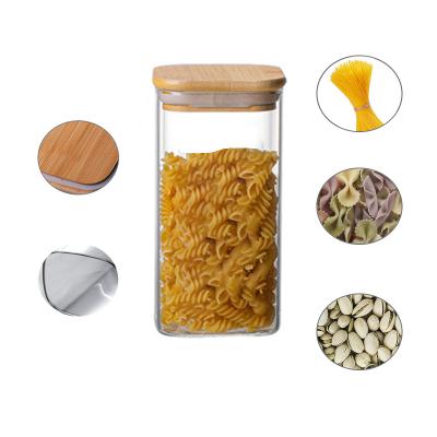 China Small spice doo-4 jar wholesale viable glass bamboo air tight lid food storage box container for honey for sale