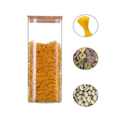 China Food grade doo-5 Honey Airtight Glass Jar Pantry Heatable Clear Food Storage Container with Wooden Lid for sale