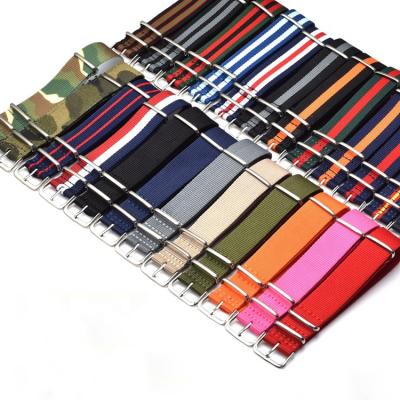 China Small MOQ 20mm Nylon Watch Strap Different Stock Fabric Colors Nato Strap With Steel Buckles for sale