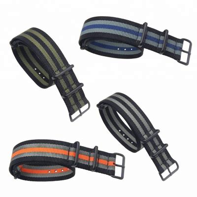 China Custom Size Fabric PVD Buckles Nylon NATO Watch Strap With Different Colors Stock for sale