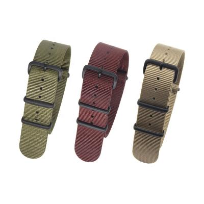 China 18mm 20mm Black Nylon NATO Strap Fabric Buckles Heavy Duty Watchbands for sale