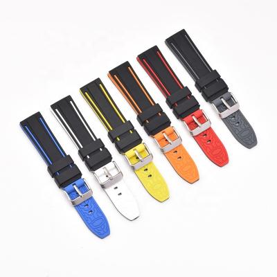 China Watch Bands Wholesale 2 Color Silicone Rubber Watch Strap Replacement Waterproof Sports Watch Bands for sale