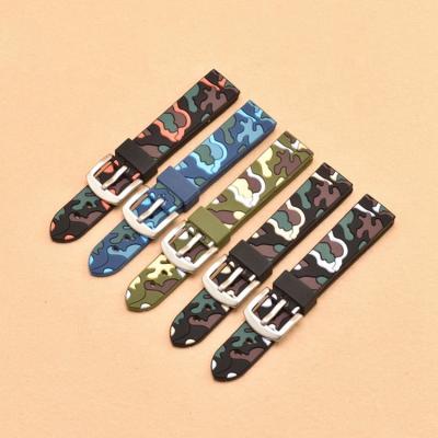 China Rubber Watchbands 18mm 20mm 22mm 24mm Sports Straps Camouflage Silicone Watch Bands for sale