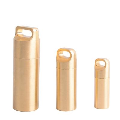 China Outdoor Waterproof Travel Pill Case /Medicine Container Drug Storage Brass Medicine Bottle Survival Pill Bottle Storage Box for sale