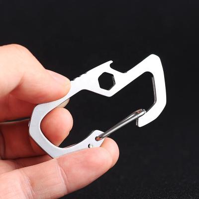 China Bottle Opener Multi Tool Stainless Steel Hex Wrench Outdoor Key Chain Bottle Opener Carabiner for sale