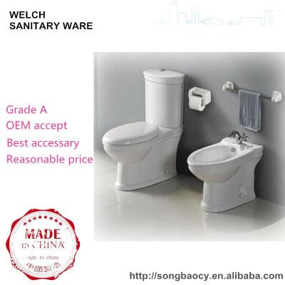 China Double-Flux 012 Bathroom Toilet Two Piece Water Closet With Bidet Pedestal Wash Basin Set for sale