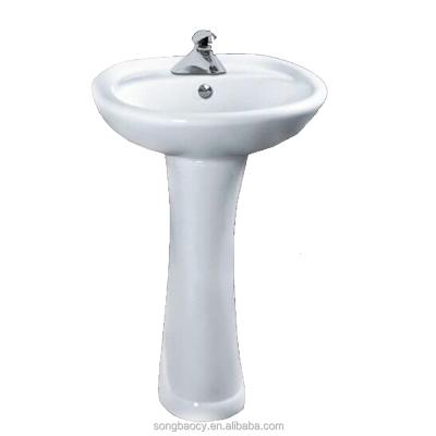 China Simple Design 6048 Modern Freestanding Ceramic Wash Basin With Pedestal for sale