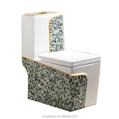 China G9227A Newest Popular Model Double-flux Hotel Design Mosaic Crystal Toilet for sale