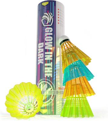 China wholesale hard plastic badminton nylon shuttlecock LED lighting badminton nylon shuttlecock for playing badminton for sale