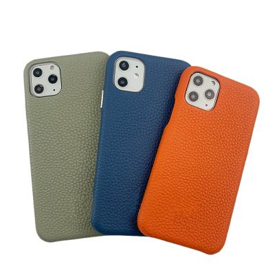 China Colorful Anti-fall fashion slim pebbled textureleather leather phone case for iphone 11 for sale