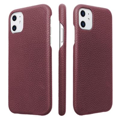 China Anti-Fall Lychee Grain Shockproof Genuine Leather Phone Case For iPhone 11 for sale