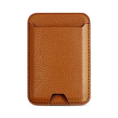 China Customized Style Magnetic Card Holder Credit Card Wallet Vegan Leather Available Cards Case For iPhone 13 for sale