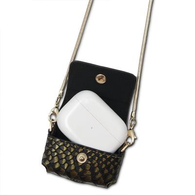 China 2021 Cross - Body Crocodile Pattern Earphone Genuine Leather Style New Arrival Customized Available Case For Airpods for sale