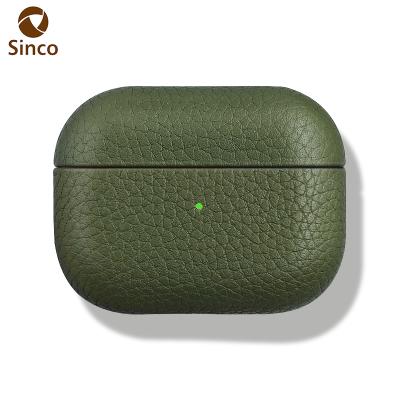 China For New Pebble Earbuds 2021 Grain Leather Case Protective Carrying Case Cover For Airpods for sale