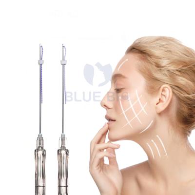 China Remove Wrinkle Korea Beauty 18G 100Mm Blue Absorbable Blunt Needles Bio Barb Cog Lift Face Nose Threads Hilos Anti Wrinkle 3D 4D Pdo Thread for sale