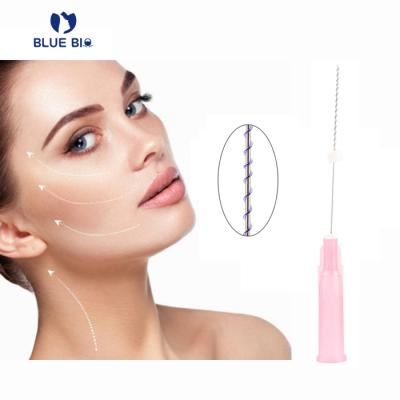 China Remove Korea bio bio wrinkle suture V lift double chin lift blue absorbable neck pdo mono screw thread lift for sale