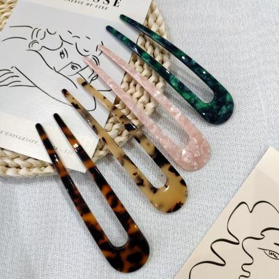 China 2021 New Acetate One-stop Hairpin Fashion Hair Clip Hairpin Wholesale Marble U-shaped Accessories for sale