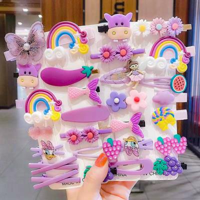 China 14Pcs Sweet Set Cute Design Kids Hair Accessories Cartoon Hair Clip Hair Clip Set Kids Rainbow Hair Clips For Child for sale