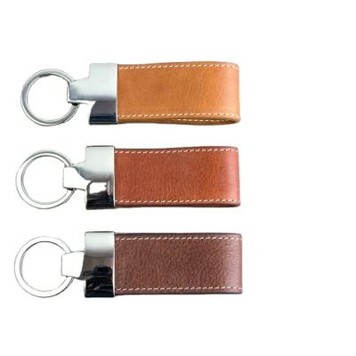 China Custom Hot Sale Leather Metal Key Chain Engraved Logo Metal Leather Keychain Men's Car Key Chain Gift for sale