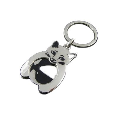 China Customized Cat Shape Metal Coin Holder Shopping Coin Keychain Trolley Keychain Trolley Coin Holder Keychain Personalized Key Chain for sale