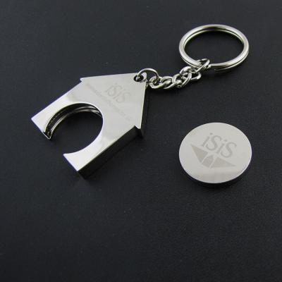 China Zinc Alloy 2021 Promotion Gifts Key House Promotion Trolley Coin Chain With Agenty Logo for sale