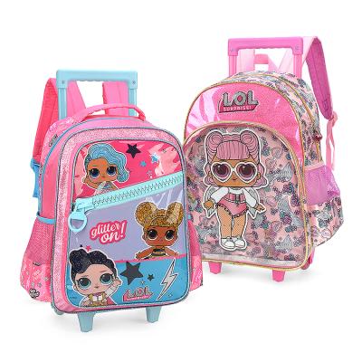 China Sellable Cheap Popular Durabe Cartoon Kids Girls School Travel Trolley Backpack Bag for sale