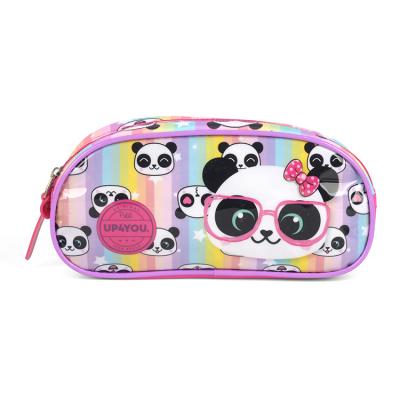 China Hot Sale Durable Cartoon Panda School Girls Kids Colored Pen Bag Pouch Pencil Case for sale