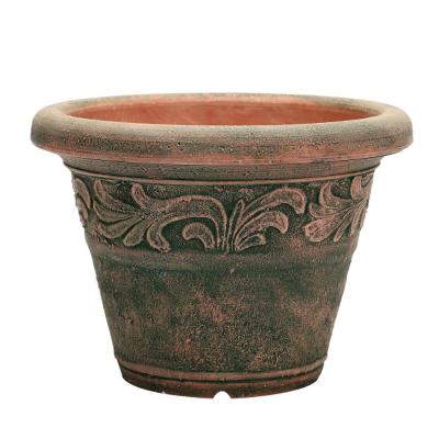 China 12 inch round shape stone American style plant imitate garden plastic planter for out door use for sale