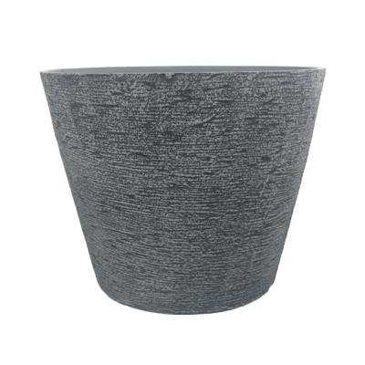 China CLASSIC plant 15 inch round shape classic stone imitate garden plastic planter for outdoor use for sale