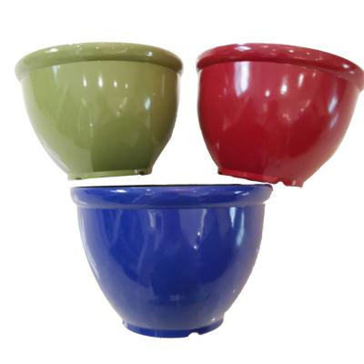 China American Style Flower Pot Round Portable Garden Single Colored Glazed Plastic Flower Pot for sale