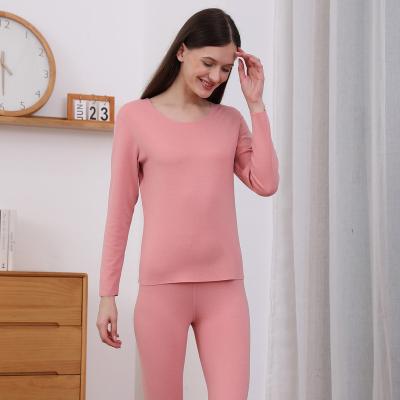 China Women's Thermal Clothing Design Long John Suit Solid Color V-Neck Thermal Casual Suit for sale