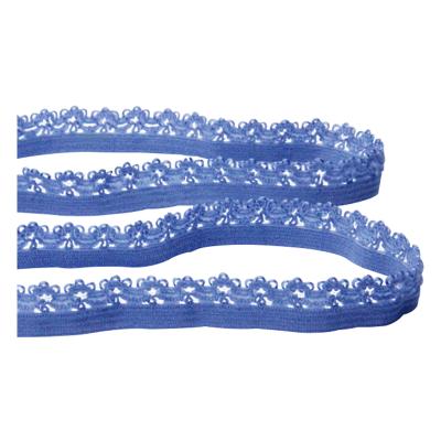 China New viable blue picot edge embroidery elastic strap for lingerie accessories for sale