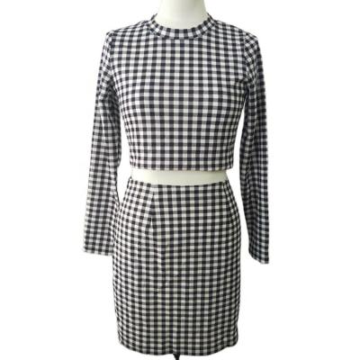 China Anti-wrinkle 2021 spring and summer fashion plaid printing casual skirt suit for sale