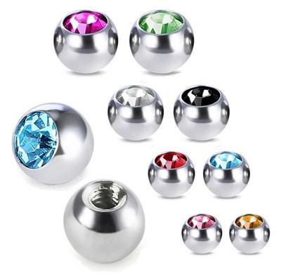 China CLASSIC 316L Stainless Steel Threaded Balls With Stone for sale