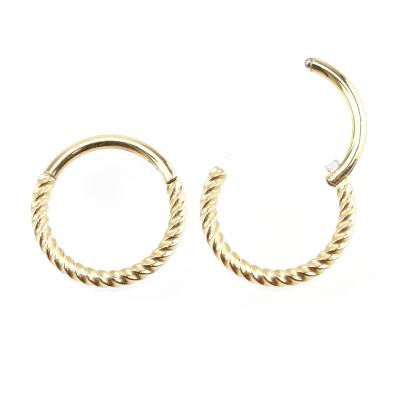 China 16G 316L Twist Rope Piercing Nose Ring Eco-friendly Stainless Steel Body for sale